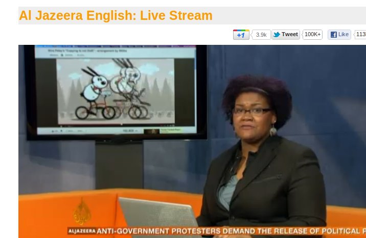 Minute Meme "Copying Is Not Theft" being shown on Al Jazeera English (live stream).
