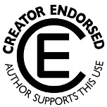 Black-on-white version of "author supports this use" CE mark.